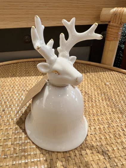 Porcelánový zvonek jelen 13,5 cm