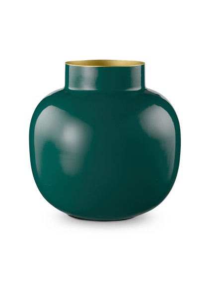 Váza Metal Round tmavě zelená 25cm