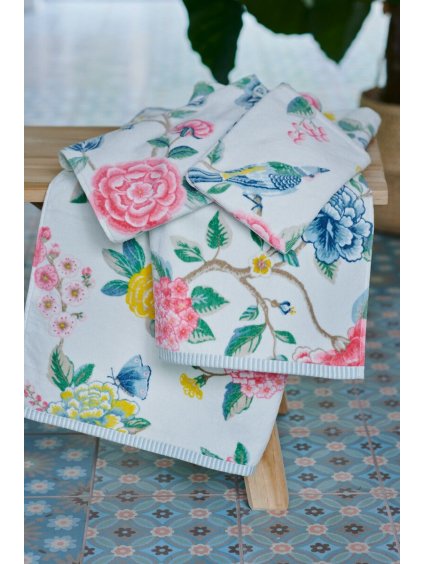 bath textile good evening white flowers pip studio