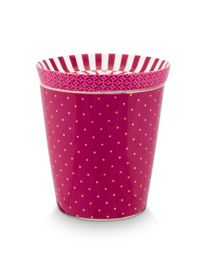 5667 hrnek bez ouska a talirek royal dots tmave ruzova sada 2ks