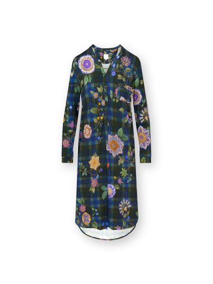 Diogo noční košile dlouhý rukáv Flores Felices tmavá modrá (Barva modrá, Velikost XL)