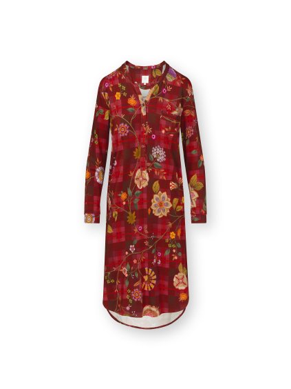 Diogo noční košile dlouhý rukáv Flores Felices červená (Barva červená, Velikost L)