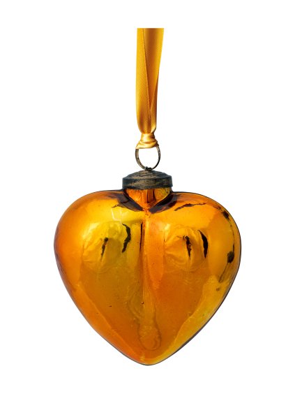 7736 3 vanocni ozdoba srdce zluta 12 5cm