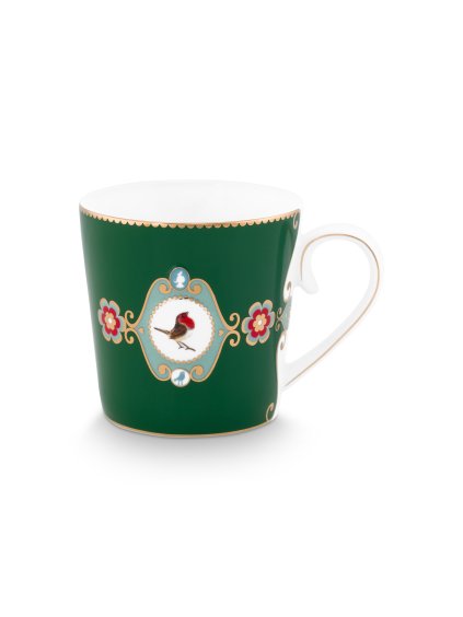 7772 hrnek love birds medallion tmave zelena 250ml