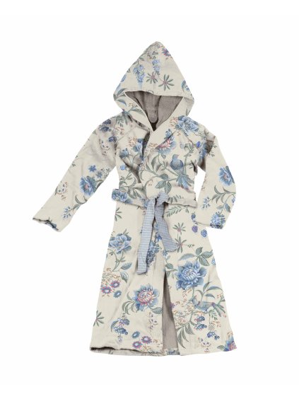 Bathrobe Mapping Secret Garden White Blue