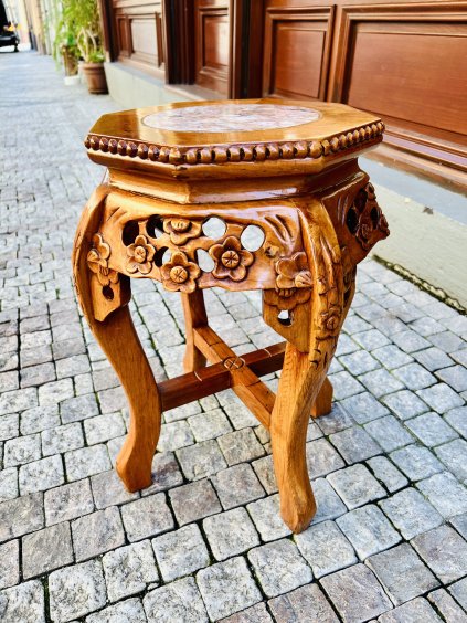 9415 kvetinovy stolek z exotickeho dreva s mramorem