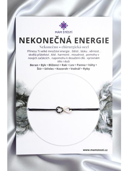NEKONEČNÁ-ENERGIE-Mám-štěstí-cz-8594198294911-černá-Chirurgická-ocel-štěstí-jak-mít-štěstí-znamení-horoskopu-Beran-Blíženci-Rak-Lev-Panna-Štír-Střelec-Kozoroh-Vodnář-Ryby-horoskop-náramky-z-minerálů-polodrahokamy-dárek-nevěsta-svatba-minerální-náramky-podla-znamení-léčivé-kameny-láska-ručně-vyráběné-český-výrobek-energie-zdravý-životní-styl-dárek-pro-učitelku-kamarádku-babičku-maminku-k-narozeninám-výročí-vánoční-dárek-boho-styl-stříbrná-amulet-pro-štěstí-talisman-peníze-zdraví-krása-fashion-módní-náramky-korálky-zvěrokruhy-partnerský-horoskop-horoskopy-andělíček-štěstí