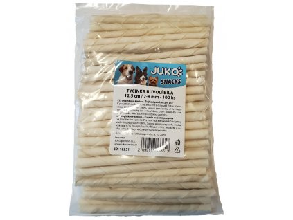 Tyčinka buvolí bílá JUKO Snacks12,5 cm, 7 - 8 mm (100 ks)