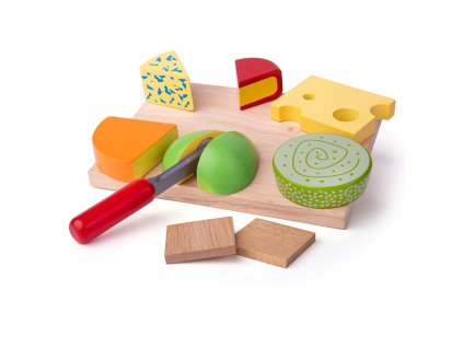 Bigjigs Toys Set dřevěných potravin sýry na desce