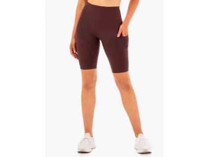 Dámské biker šortky s kapsami Reset High Waisted Chocolate - Ryderwear