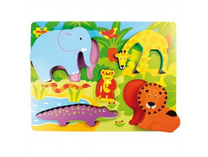 Bigjigs Toys Dřevěné vkládací puzzle Safari