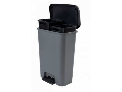 Curver DUO Compatta Odpadkovy kos 23l 23l seda cerna 1302202315315524526