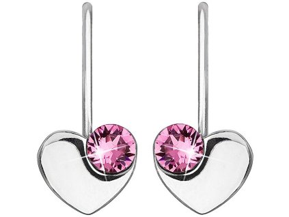 Evolution Group Stříbrné srdíčkové náušnice s krystaly Swarovski 31299.3 Rose