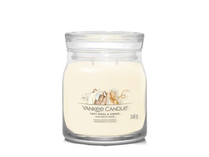 Yankee Candle Aromatická svíčka Signature sklo střední Soft Wool & Amber 368 g