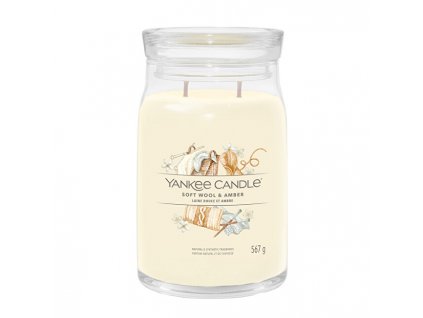 Yankee Candle Aromatická svíčka Signature sklo velké Soft Wool & Amber 567 g