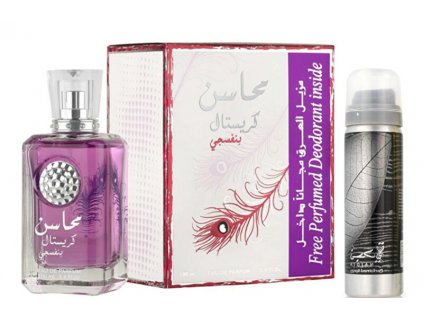 Lattafa Mahasin Crystal Violet - EDP 100 ml + deodorant ve spreji Najdia 50 ml
