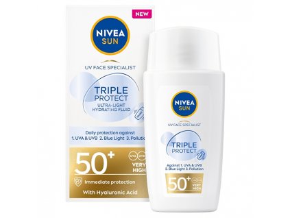 Nivea Pleťový krém na opalování OF 50+ Sun Triple Protect (Fluid) 40 ml