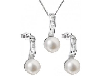 Evolution Group Luxusní stříbrná souprava s pravými perlami Pavona 29019.1 (náušnice, řetízek, přívěsek)