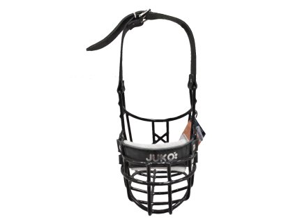 Náhubek černý/kůže knírač střední - pes