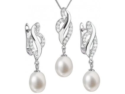 Evolution Group Luxusní stříbrná souprava s pravými perlami Pavona 29021.1 (náušnice, řetízek, přívěsek)