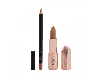 SOSU Cosmetics Sada na rty se rtěnkou a konturovací tužkou Let Them Talk Nudist (Lip Kit)