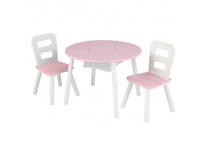 Kidkraft Set stůl a 2 židle růžovobílý