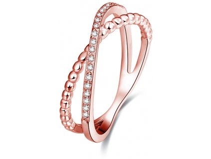 Beneto Růžově pozlacený dvojitý prsten ze stříbra AGG195