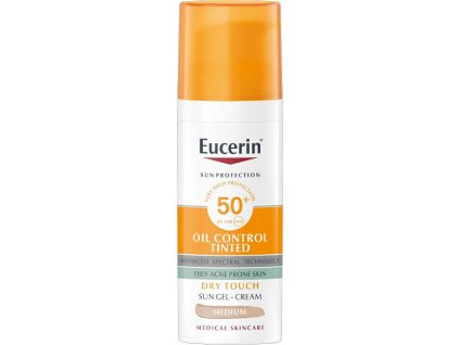 Eucerin Ochranný tónovací a matující gelový krém na obličej SPF 50+ Sun (Oil Control Tinted Sun Gel-Cream) 50 ml