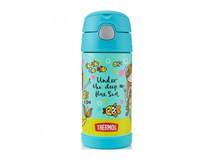 Thermos FUNtainer Dětská termoska s brčkem – mořská panna 355 ml