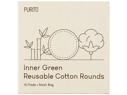 PURITO Bambusovo-bavlněné tamponky Inner Green (Reusable Cotton Rounds) 10 ks