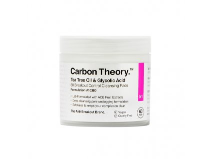 Carbon Theory Čisticí pleťové tamponky Tea Tree Oil & Glycolic Acid Breakout Control (Cleansing Pads) 60 ks