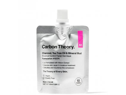 Carbon Theory Minerální bahenní maska Charcoal, Tea Tree Oil & Mineral Mud Breakout Control (Facial Wet Mask) 50 ml