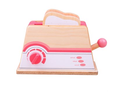 Bigjigs Toys Dřevěný toaster růžový