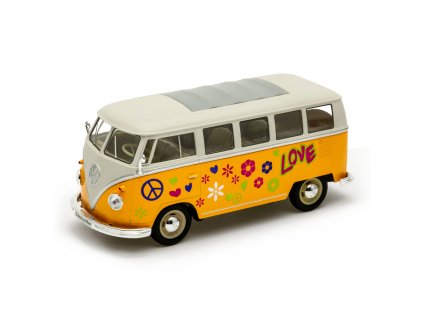 Welly Volkswagen T1 Bus (1963) 1:24 Love & Peace oranžový