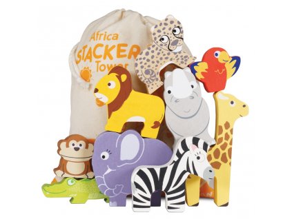 PL117 africa stacker cotton bag fsc wooden animals 2021