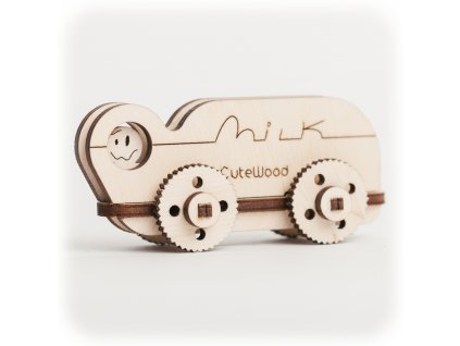 CuteWood Dřevěné 3D puzzle Kamion s mlékem