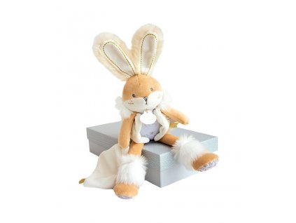 Doudou Dárková sada - plyšový zajíček s dečkou 31 cm béžový
