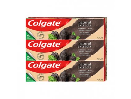 Colgate Bělicí zubní pasta s aktivním uhlím Naturals Charcoal Trio 3 x 75 ml