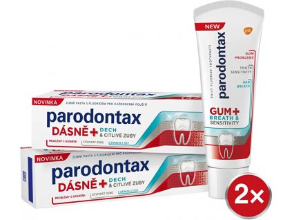Parodontax Zubní pasta na problémy s dásněmi, dechem a citlivostí zubů Gum and Sensitive Duo 2 x 75 ml