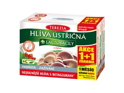 Terezia Company Hlíva ústřičná + laktobacily + vitamín C 60 kapslí + 60 kapslí ZDARMA