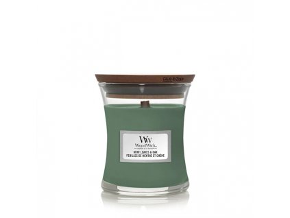 WoodWick Vonná svíčka váza malá Mint Leaves & Oak 85 g