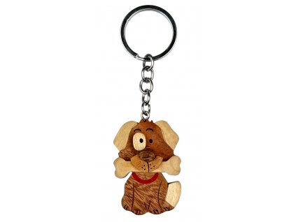 2Kids Toys Dřevěná klíčenka velká Pes s kostí