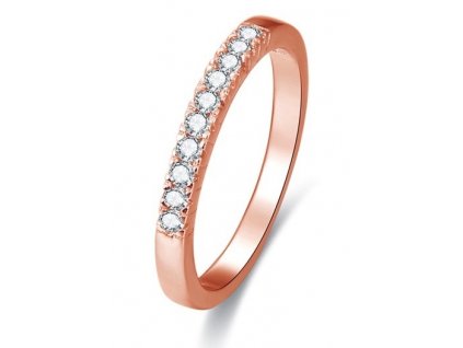 Beneto Růžově pozlacený stříbrný prsten s krystaly AGG188