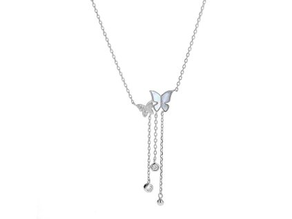 Stříbrný náhrdelník Motýlci s perletí AJNA0004
