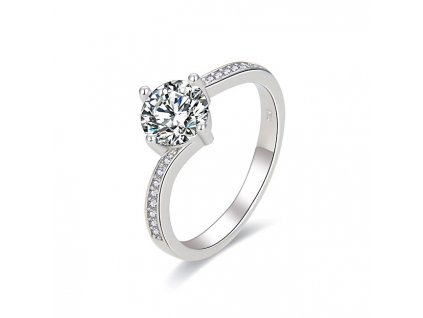 MOISS Třpytivý stříbrný prsten s čirými zirkony R000059