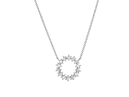 AGAIN Jewelry Třpytivý stříbrný náhrdelník se zirkony AJNA0022