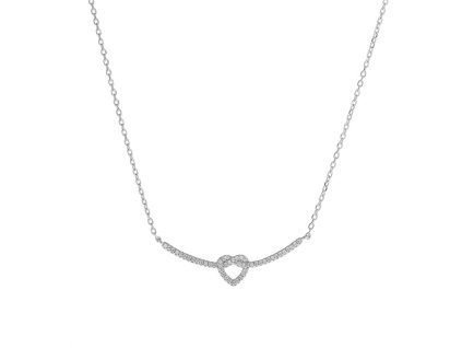 AGAIN Jewelry Stříbrný náhrdelník se třpytivým srdíčkem AJNA0006