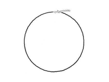 AGAIN Jewelry Korálkový náhrdelník z černého spinelu AJKNA008