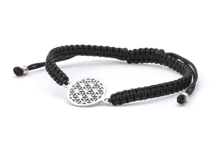 Beneto Exclusive Stylový černý šňůrkový kabala náramek Mandala AGB564