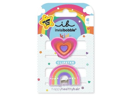 Invisibobble Skřipeček do vlasů Clipstar Glow Happy Heart 2 ks
